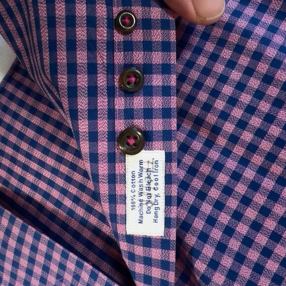 David Donahue Button Shirt Men XL Purple Blue Check Premium Cotton Luxury Career - Picture 8 of 13